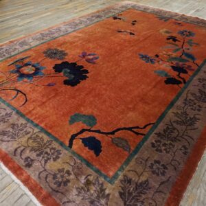 Antique Chinese Art Deco Wool Yellow Hand Knotted Pile Rug (SKU 26013) - detail view 12