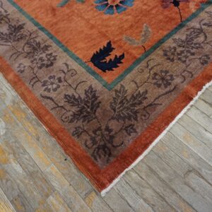 Antique Chinese Art Deco Wool Yellow Hand Knotted Pile Rug (SKU 26013) - detail view 2