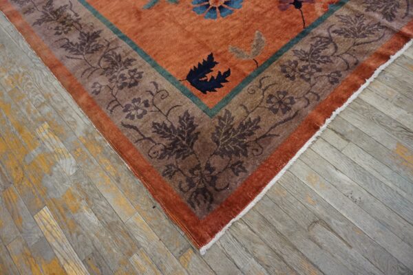 Antique chinese art deco wool yellow hand knotted pile rug 4 Antique chinese art deco wool yellow hand knotted pile rug (sku 26013) - detail view 2