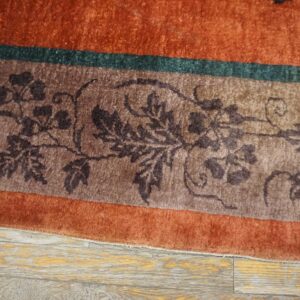 Antique Chinese Art Deco Wool Yellow Hand Knotted Pile Rug (SKU 26013) - detail view 6