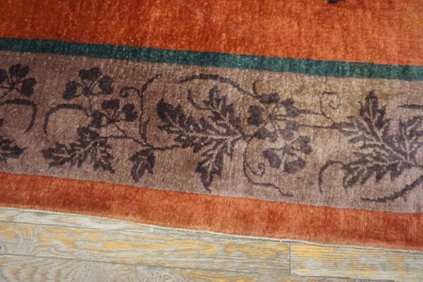 Antique chinese art deco wool yellow hand knotted pile rug 8 Antique chinese art deco wool yellow hand knotted pile rug (sku 26013) - detail view 6