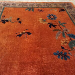 Antique Chinese Art Deco Wool Yellow Hand Knotted Pile Rug (SKU 26013) - detail view 7