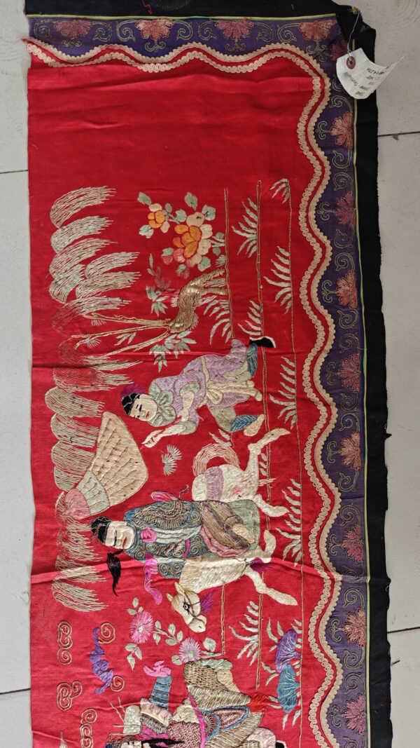 Antique chinese flat weave red hallway runner rug 5 Antique chinese flat weave red hallway runner rug, detail photo 1, stock number 23840
