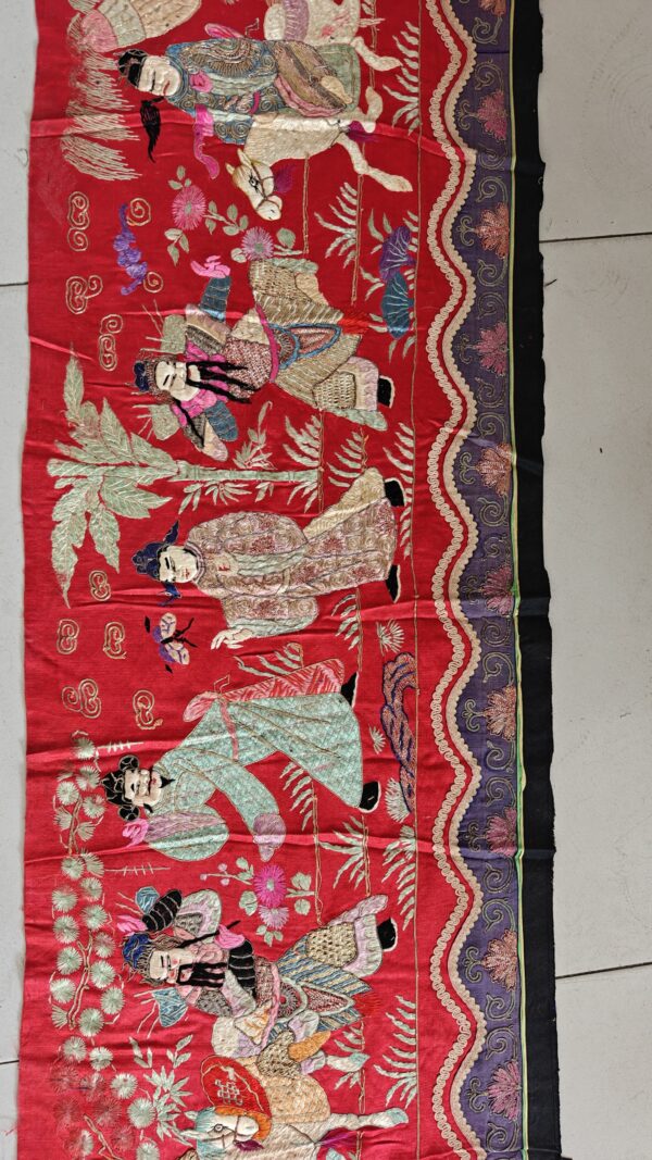 Antique chinese flat weave red hallway runner rug 6 Antique chinese flat weave red hallway runner rug, detail photo 2, stock number 23840