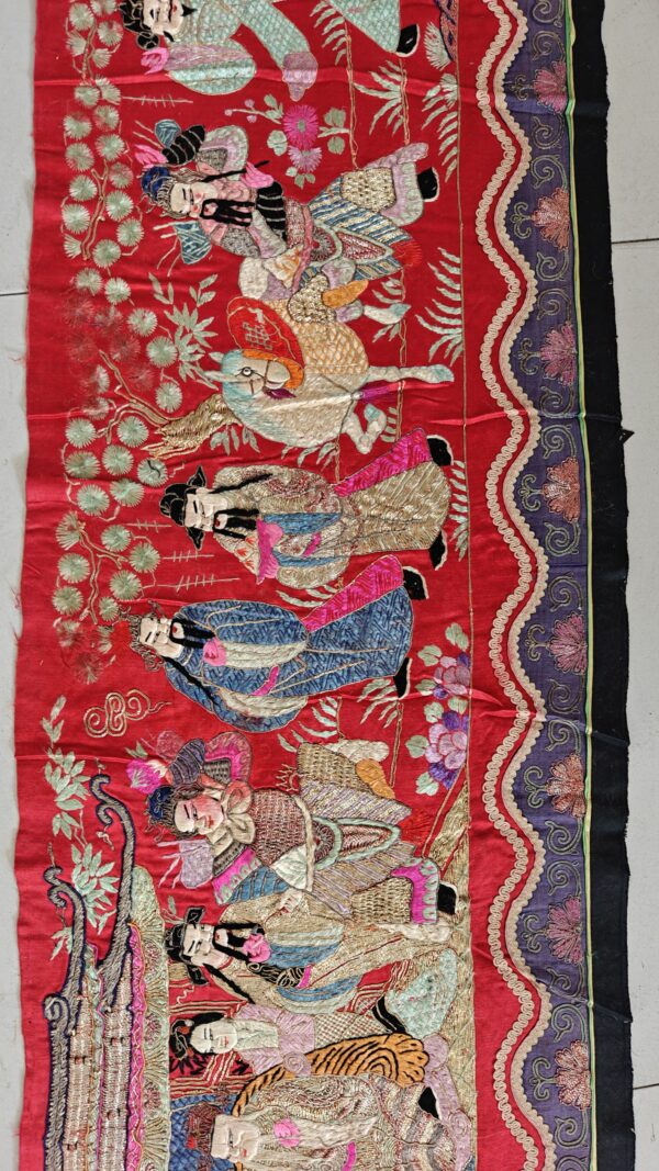 Antique chinese flat weave red hallway runner rug 7 Antique chinese flat weave red hallway runner rug, detail photo 3, stock number 23840