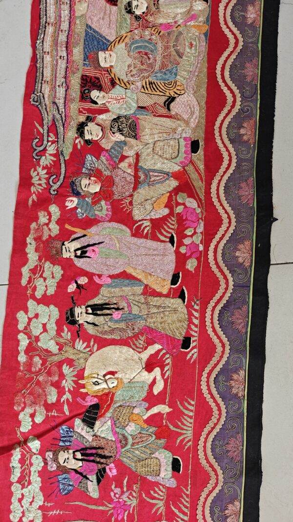 Antique chinese flat weave red hallway runner rug 8 Antique chinese flat weave red hallway runner rug, detail photo 4, stock number 23840