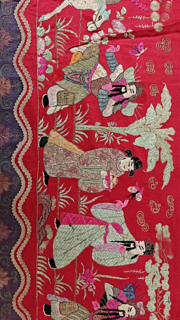Antique chinese flat weave red hallway runner rug 11 Antique chinese flat weave red hallway runner rug, detail photo 7, stock number 23840