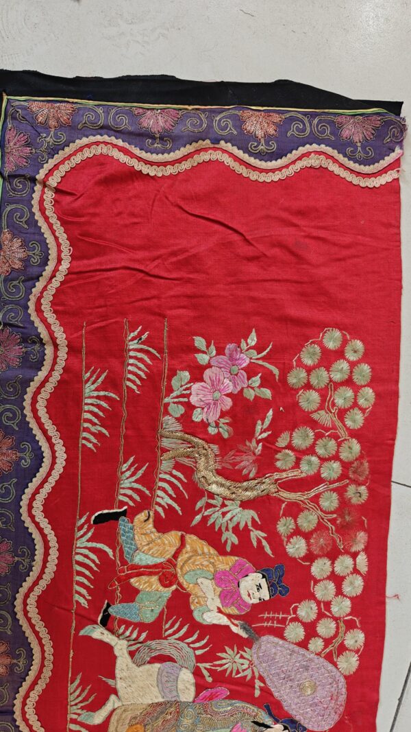 Antique chinese flat weave red hallway runner rug 12 Antique chinese flat weave red hallway runner rug, detail photo 8, stock number 23840
