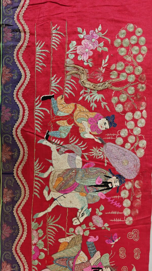 Antique chinese flat weave red hallway runner rug 13 Antique chinese flat weave red hallway runner rug, detail photo 9, stock number 23840