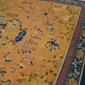 Mid-18th century Chinese Ningxia carpet, field with scattered flowers and the key fret border, stock number 20853