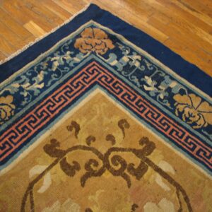 Mid-18th century Chinese Ningxia carpet, corner of the peony and key fret borders, stock number 20853