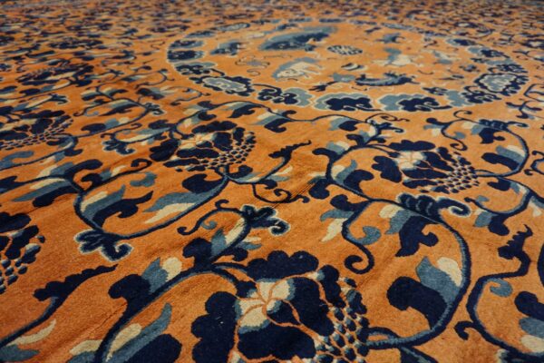 Mid-19th century chinese ningxia carpet, close view of the field drawing, stock number 24013