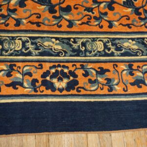 Mid-19th century Chinese Ningxia carpet, borders in blue, ivory and apricot, stock number 24013