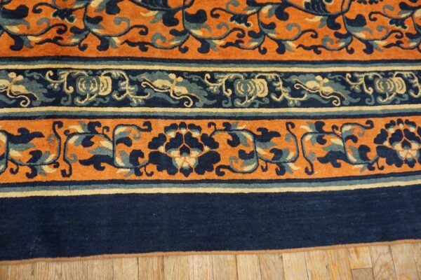 Mid-19th century chinese ningxia carpet, borders in blue, ivory and apricot, stock number 24013