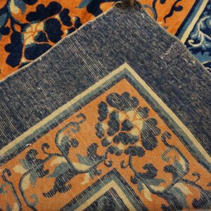 Mid-19th century Chinese Ningxia carpet, back of the carpet showing the weave, stock number 24013