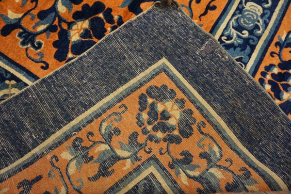 Mid-19th century chinese ningxia carpet, back of the carpet showing the weave, stock number 24013