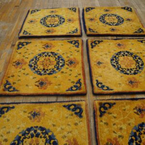 Set of seven 19th century Chinese Ningxia mats, six of the mats seen from the front, stock number 25198