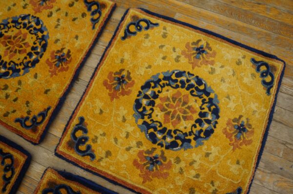 Set of 7 antique small square yellow chinese ningxia rugs 6 Set of seven 19th century chinese ningxia mats, a single mat with its floral medallion, stock number 25198