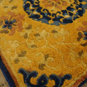 Set of seven 19th century Chinese Ningxia mats, field blossoms and a blue cloud band corner, stock number 25198