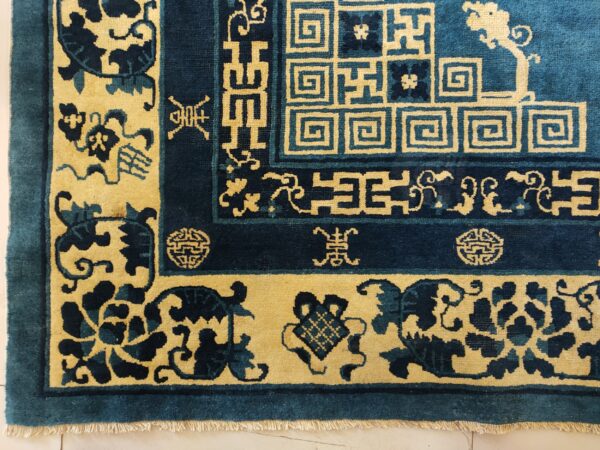 Antique chinese - peking room size blue rug, detail photo 12, stock number 25027