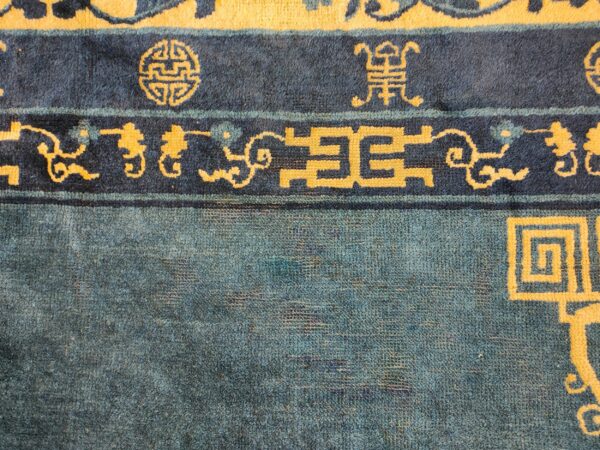 Antique chinese - peking room size blue rug, detail photo 3, stock number 25027