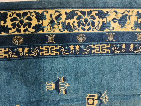 Antique chinese - peking room size blue rug, detail photo 5, stock number 25027