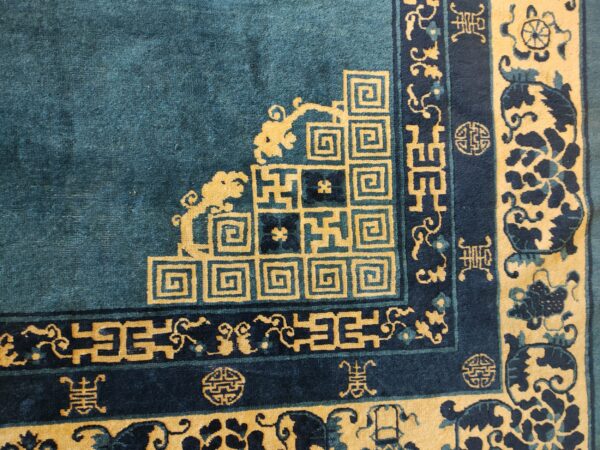 Antique chinese - peking room size blue rug, detail photo 9, stock number 25027