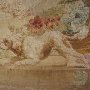 18th century French tapestry, a spaniel among flowers, stock number 20319