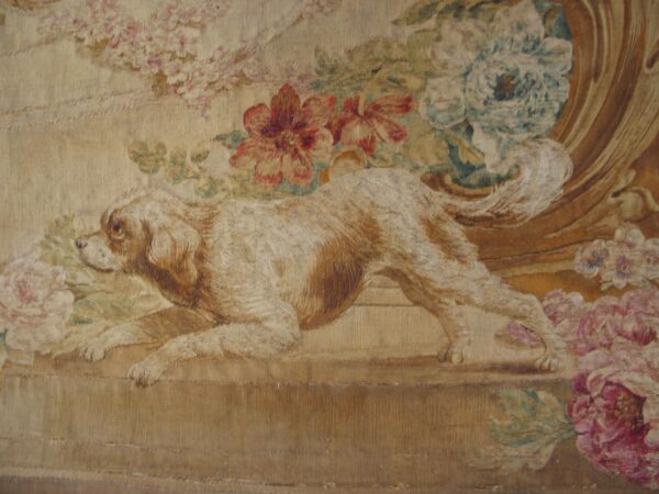 Antique tapestry french ivory 1750s rug 6 18th century french tapestry, a spaniel among flowers, stock number 20319
