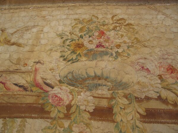 Antique tapestry french ivory 1750s rug 11 18th century french tapestry, a basket of flowers, stock number 20319
