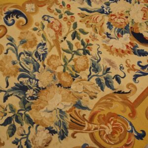 Early 18th century French tapestry weave rug, bouquet of flowers and acanthus scrolls, stock number 25095