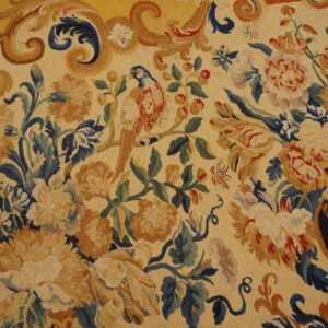 Early 18th century French tapestry weave rug, flowers and foliage in the field, stock number 25095