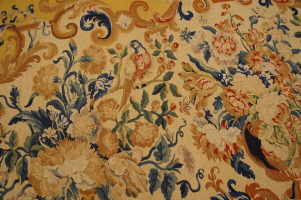 Antique french allover floral flat weave rug 9 Early 18th century french tapestry weave rug, flowers and foliage in the field, stock number 25095