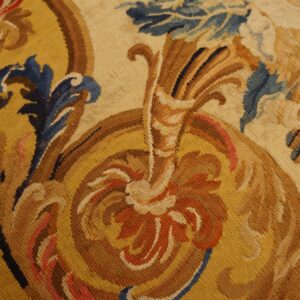 Early 18th century French tapestry weave rug, close view of the tapestry weave, stock number 25095