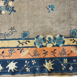 Antique Gray Color Floral Pattern Chinese Room Size Peking Rug, detail photo 10, stock number 23112