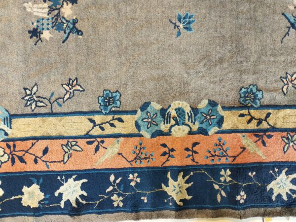 Antique gray color floral pattern chinese room size peking rug 17 Antique gray color floral pattern chinese room size peking rug, detail photo 10, stock number 23112
