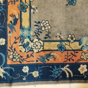 Antique Gray Color Floral Pattern Chinese Room Size Peking Rug, detail photo 11, stock number 23112