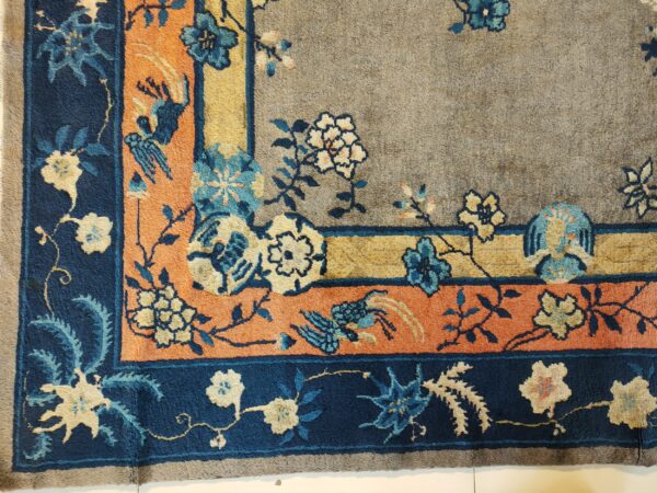 Antique gray color floral pattern chinese room size peking rug 18 Antique gray color floral pattern chinese room size peking rug, detail photo 11, stock number 23112
