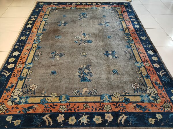Antique gray color floral pattern chinese room size peking rug 20 Antique gray color floral pattern chinese room size peking rug, detail photo 13, stock number 23112
