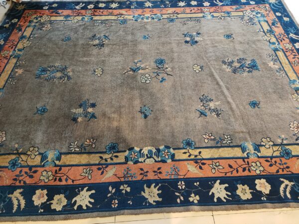 Antique gray color floral pattern chinese room size peking rug 21 Antique gray color floral pattern chinese room size peking rug, detail photo 14, stock number 23112