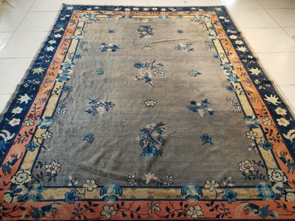 Antique gray color floral pattern chinese room size peking rug 22 Antique gray color floral pattern chinese room size peking rug, detail photo 15, stock number 23112