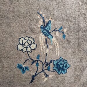 Antique Gray Color Floral Pattern Chinese Room Size Peking Rug, detail photo 2, stock number 23112