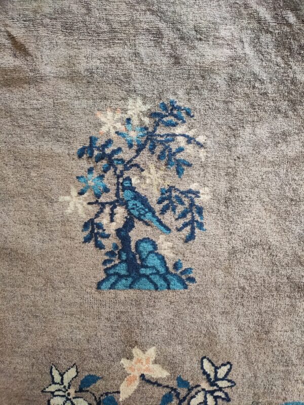 Antique gray color floral pattern chinese room size peking rug 10 Antique gray color floral pattern chinese room size peking rug, detail photo 3, stock number 23112