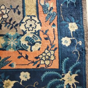 Antique Gray Color Floral Pattern Chinese Room Size Peking Rug, detail photo 4, stock number 23112