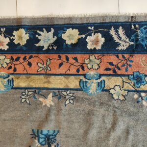 Antique Gray Color Floral Pattern Chinese Room Size Peking Rug, detail photo 6, stock number 23112
