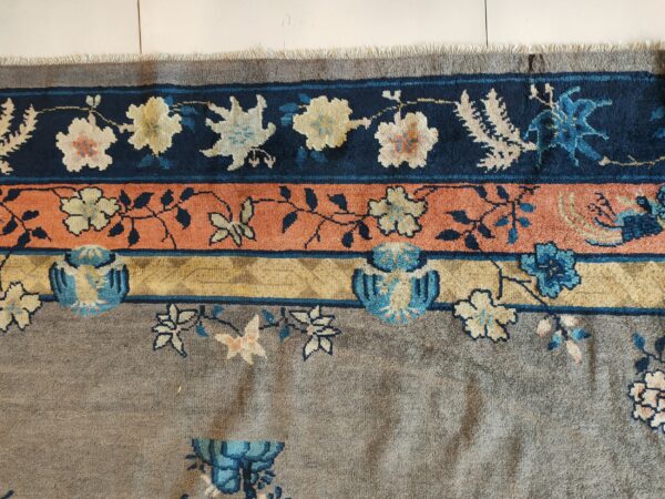 Antique gray color floral pattern chinese room size peking rug 13 Antique gray color floral pattern chinese room size peking rug, detail photo 6, stock number 23112
