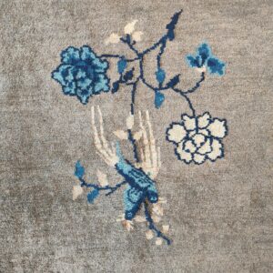 Antique Gray Color Floral Pattern Chinese Room Size Peking Rug, detail photo 7, stock number 23112