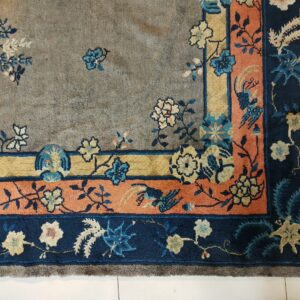 Antique Gray Color Floral Pattern Chinese Room Size Peking Rug, detail photo 9, stock number 23112