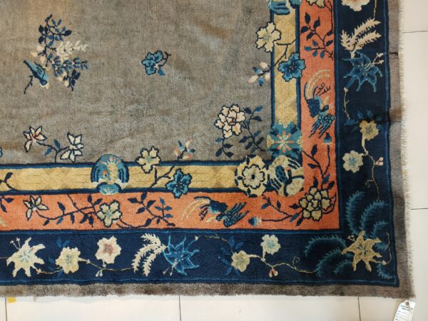 Antique gray color floral pattern chinese room size peking rug 16 Antique gray color floral pattern chinese room size peking rug, detail photo 9, stock number 23112
