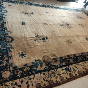 Antique Large Chinese Allover Floral Knotted Rug, detail photo 10, stock number 25114